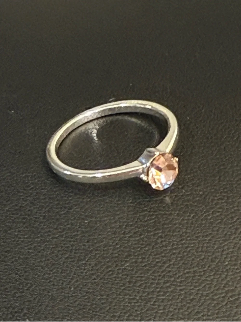 Pink Crystal Solitaire Ring